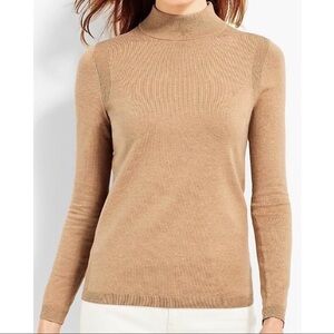 Talbots Mock Turtleneck Sweater in Almond Heather
